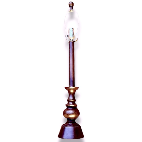 VINTAGE 29” Tall Candlestick Style Lamp Brown Resin & Gold